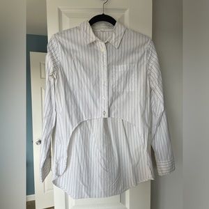 Jonathan Simkhai high low white pinstripe button down size S